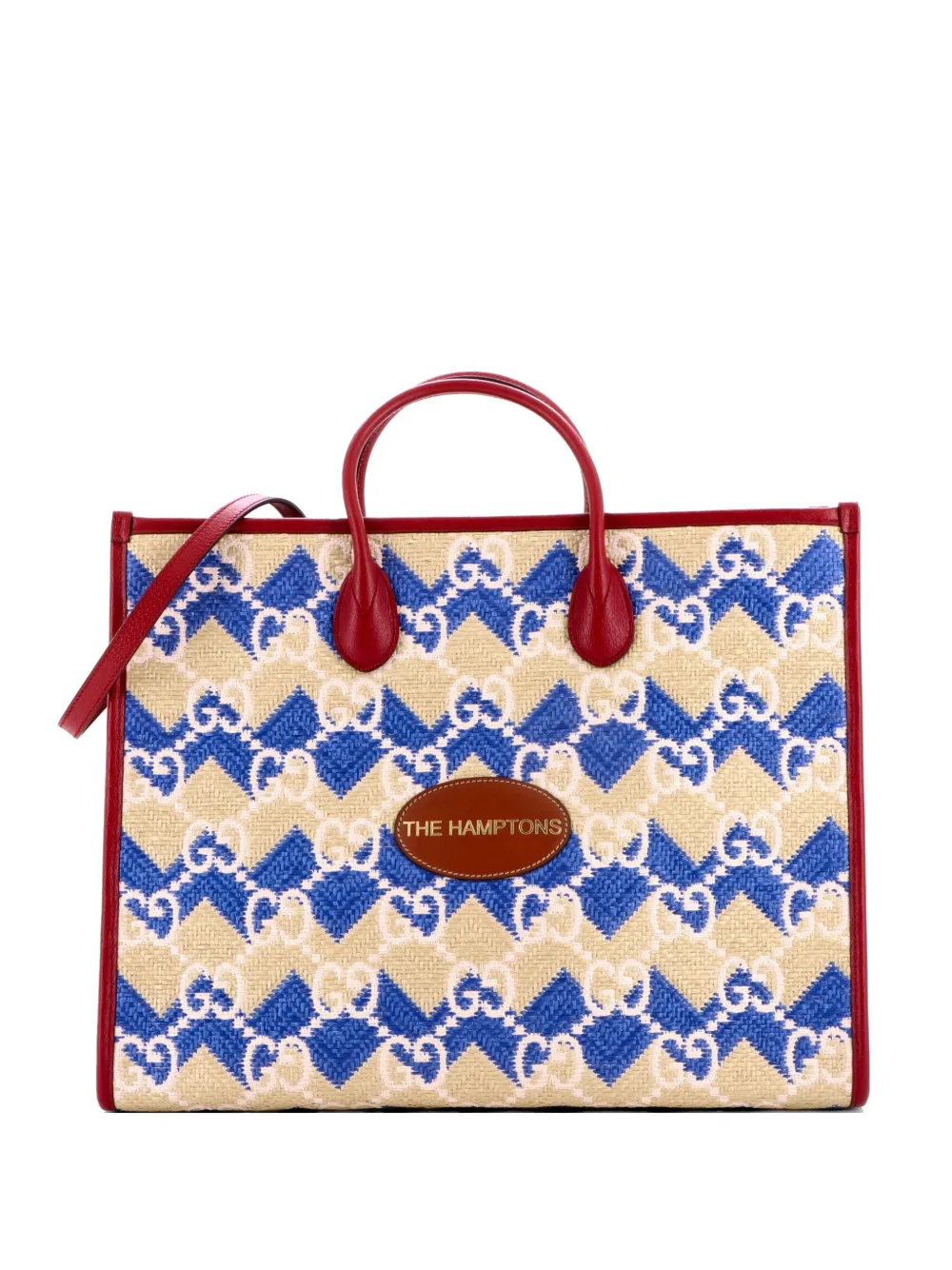 Gucci Pre-Owned Borsa tote Destination Convertible grande in rafia - Blu