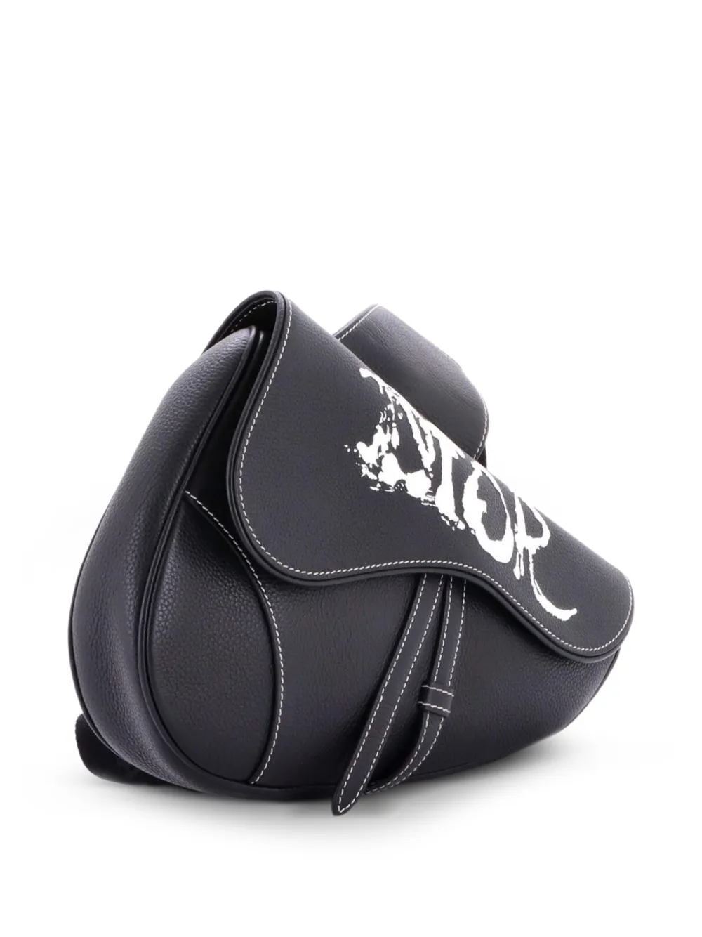 Christian Dior Pre-Owned Peter Doig Saddle Bag Printed Leather Medium crossbody bag - Black