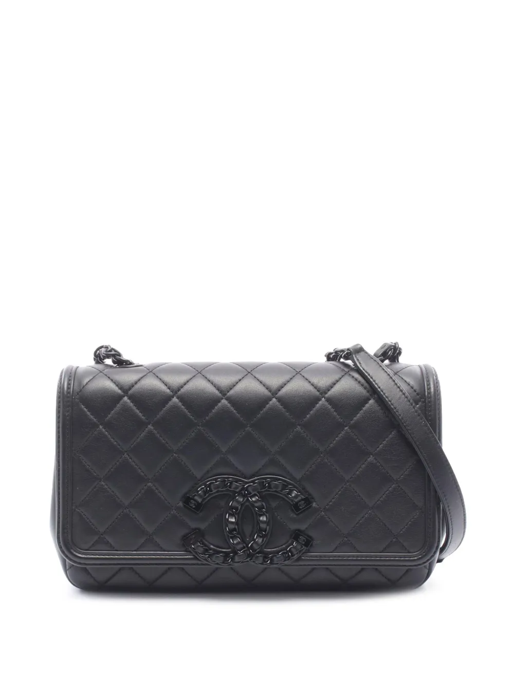 CHANEL Pre-Owned 2020 Quilted Lambskin CC Filigree Flap shoulder bag - Black