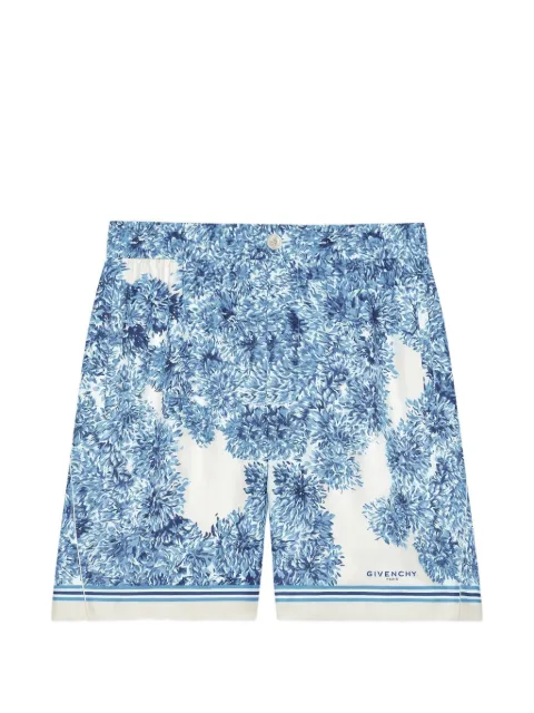 Givenchy couture seam bermuda shorts in silk with pompom print