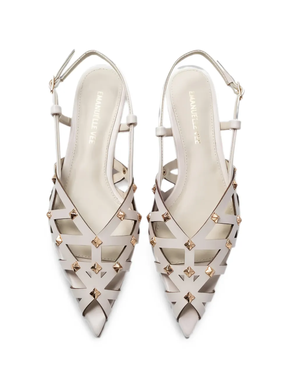 EMANUELLE VEE stud-embellished cage sandals Beige