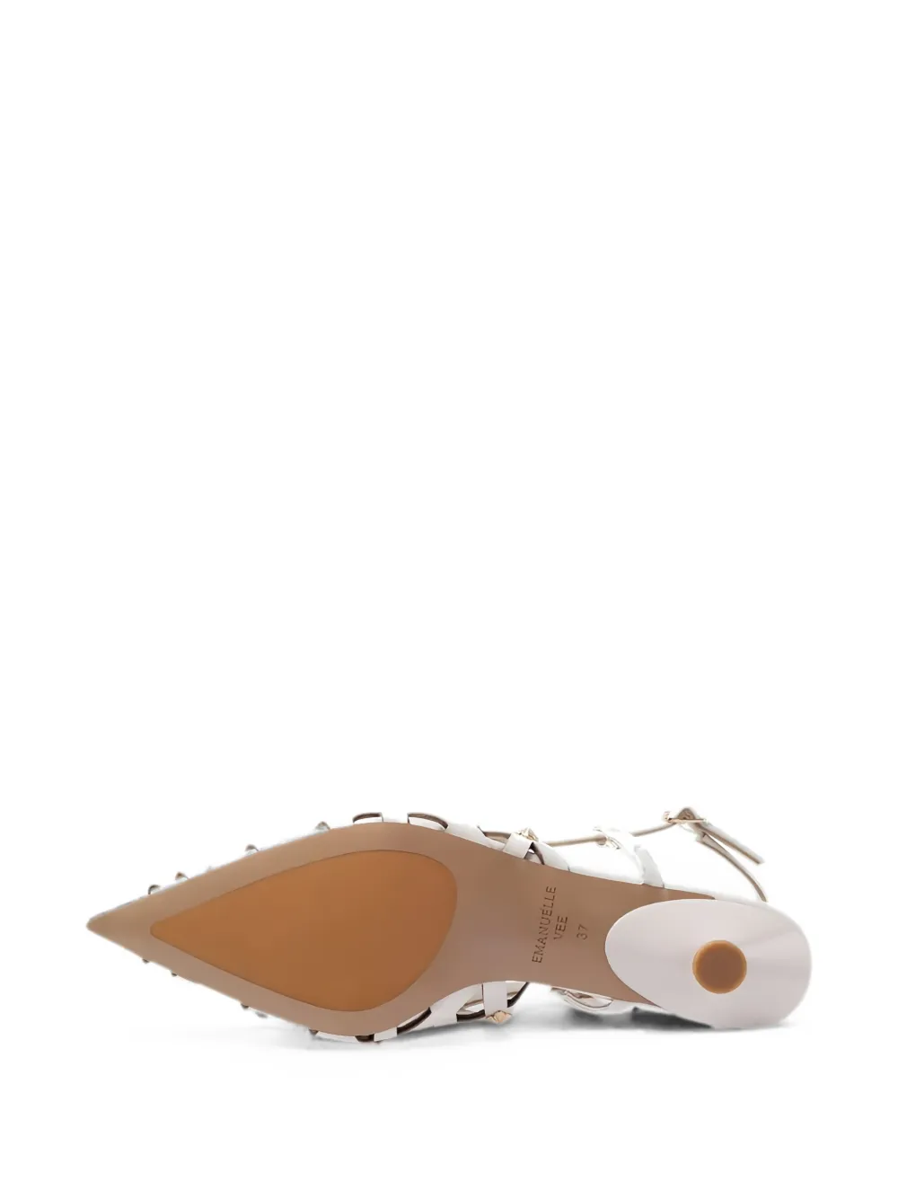 EMANUELLE VEE stud-embellished cage sandals Beige