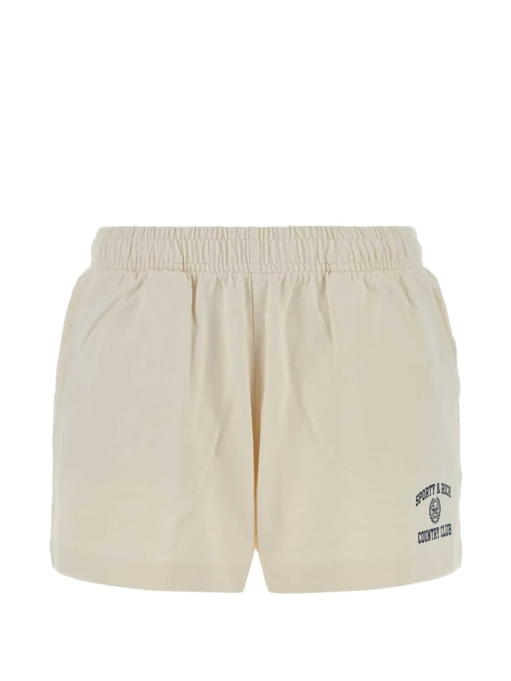 Sporty & Rich Varsity Crest-print cotton shorts - Toni neutri
