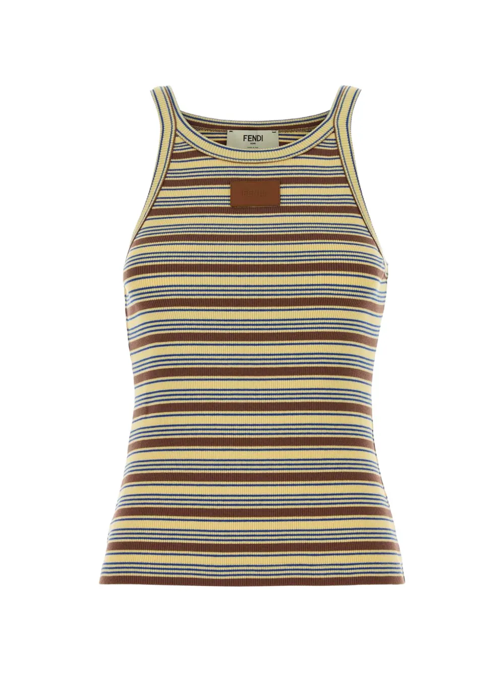 FENDI striped ribbed tank top - Giallo