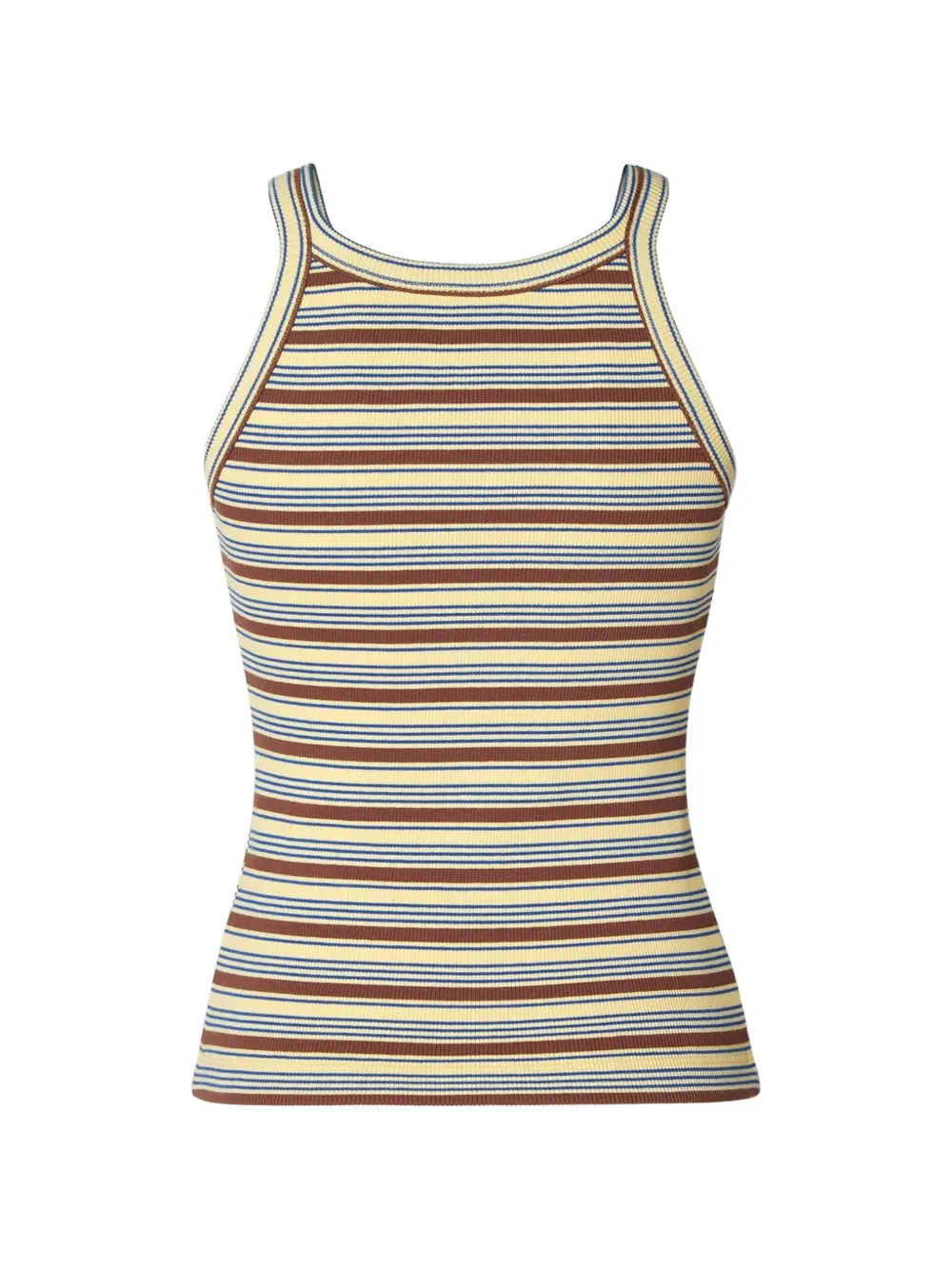 FENDI striped logo-patch tank top