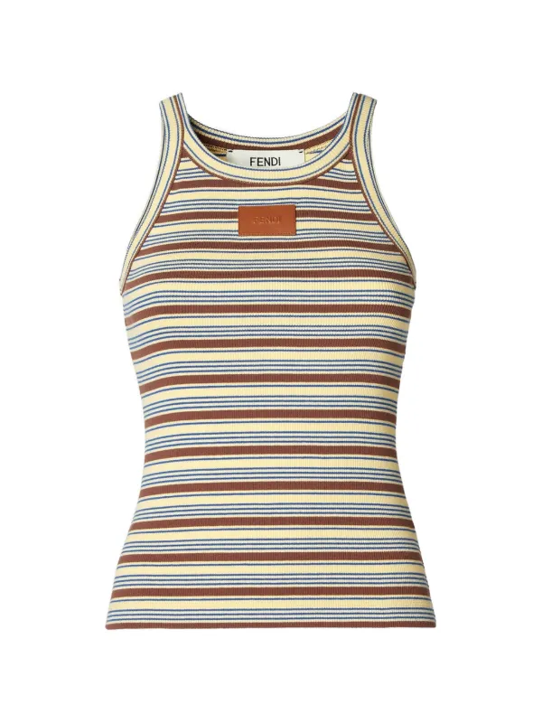 FENDI Cotton Striped Knit Top | Yellow | FARFETCH