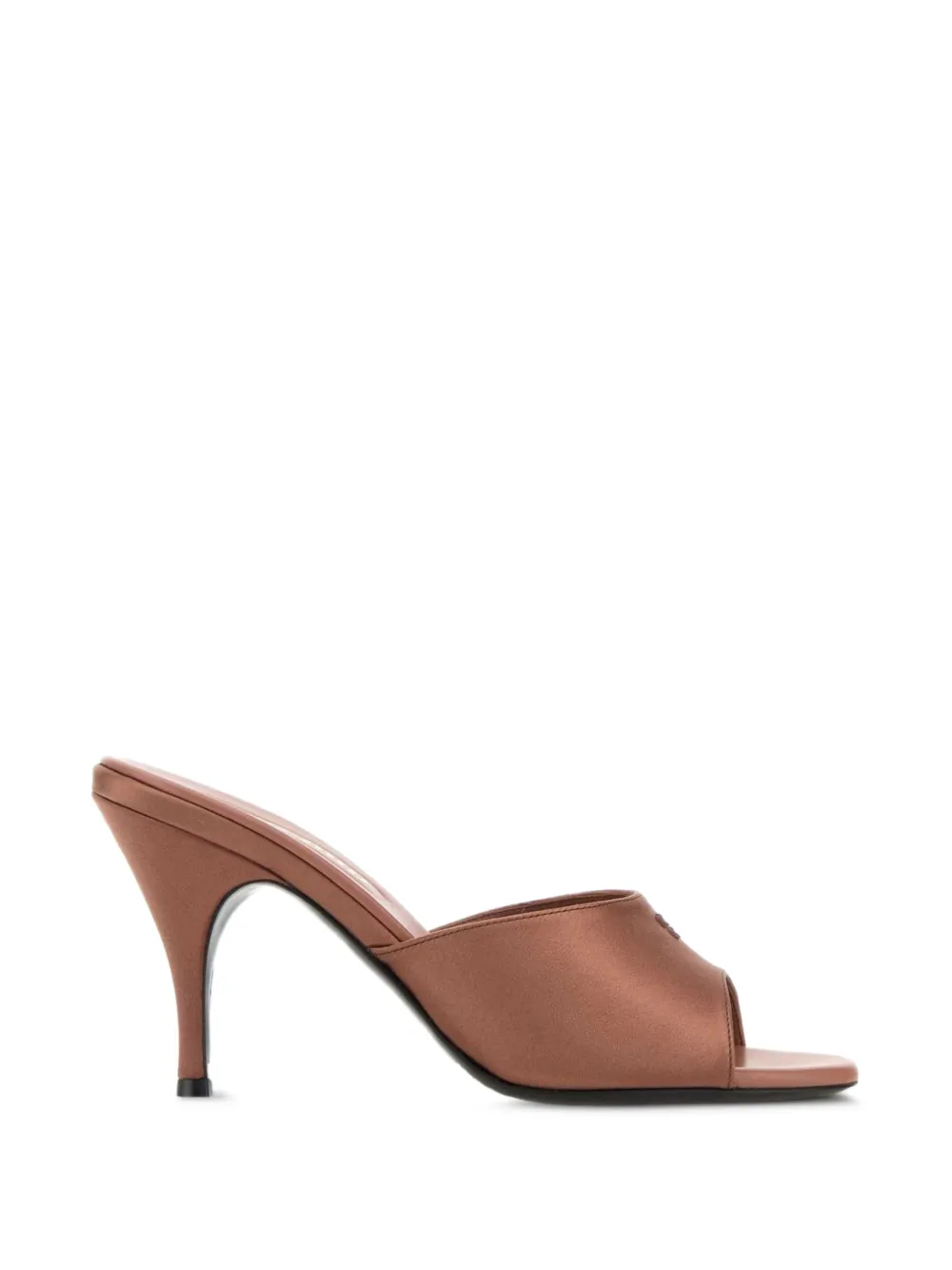 Miu satin logo-embroidered sandals Bruin