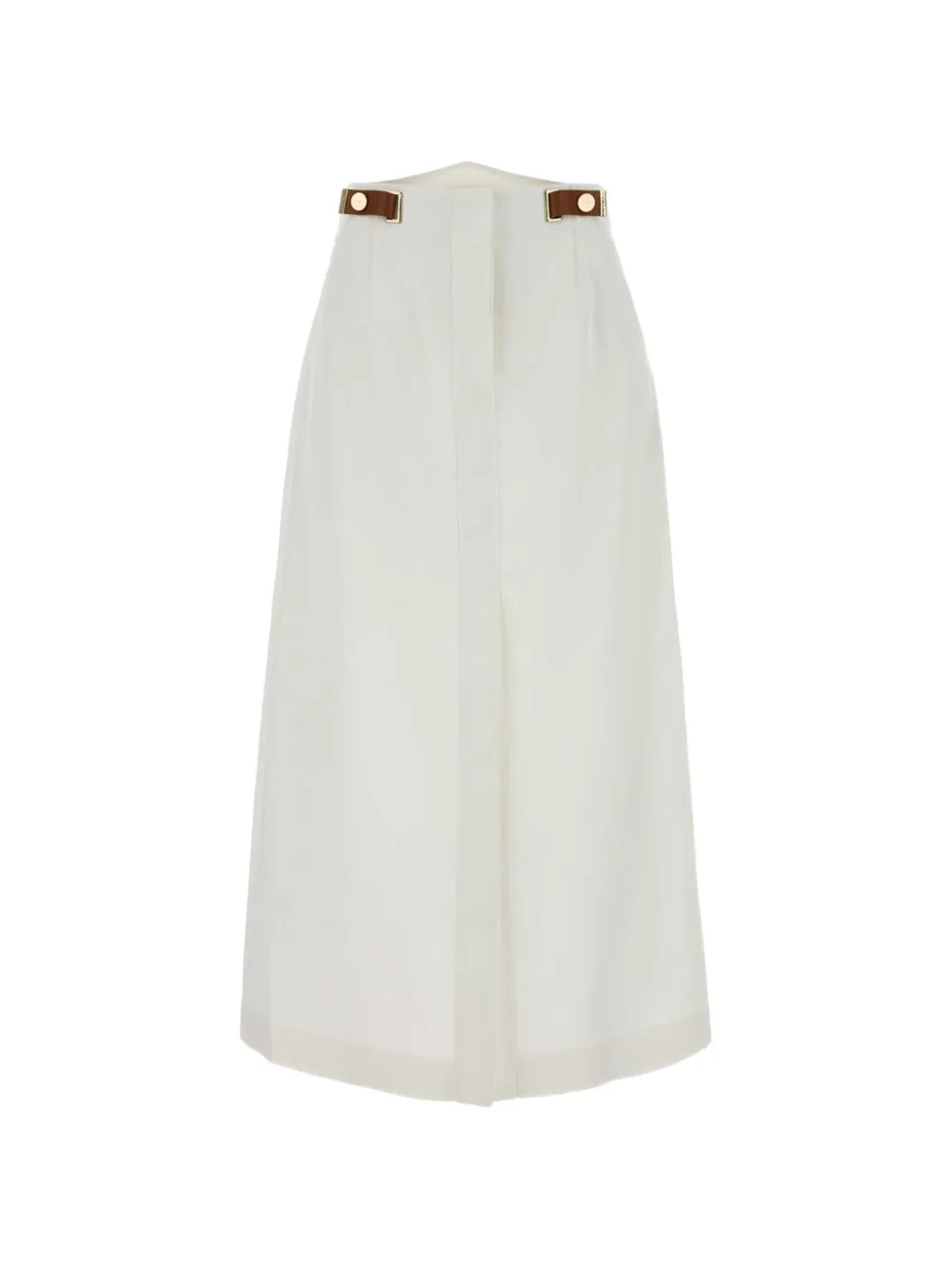 FENDI leather-tab stud-detail midi skirt - Bianco
