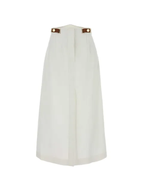 FENDI leather-tab stud-detail midi skirt