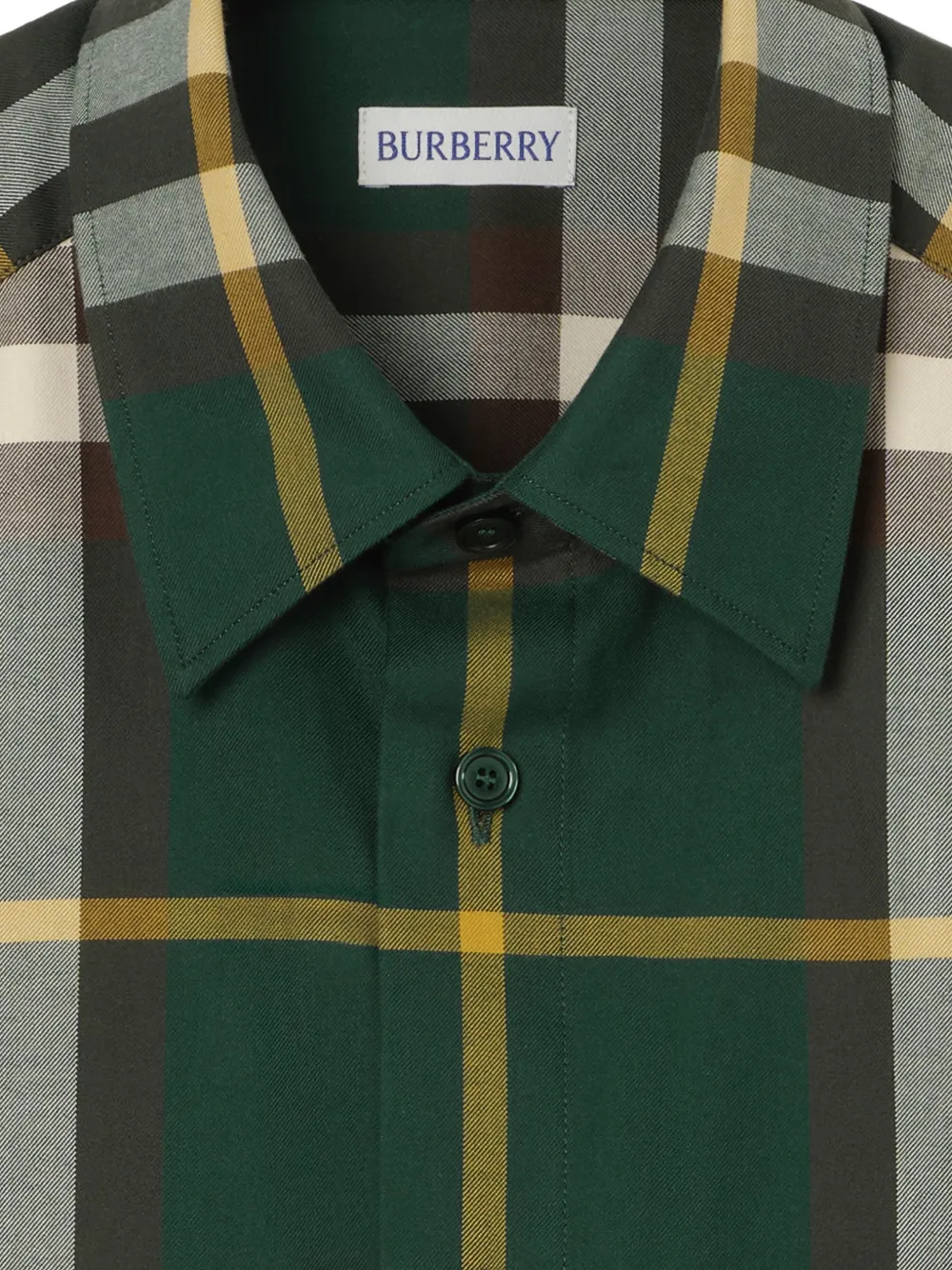 Burberry Geruite katoenen twill overhemd Groen