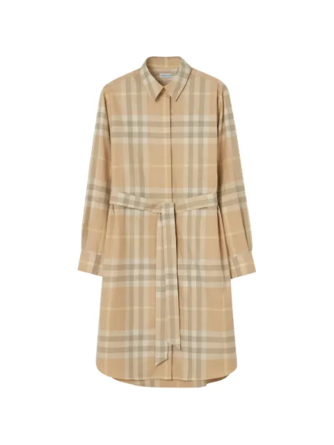 Burberry vestido camisero de algodón a cuadros