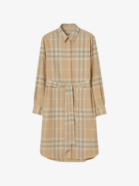 Burberry vestido camisero de algodón a cuadros