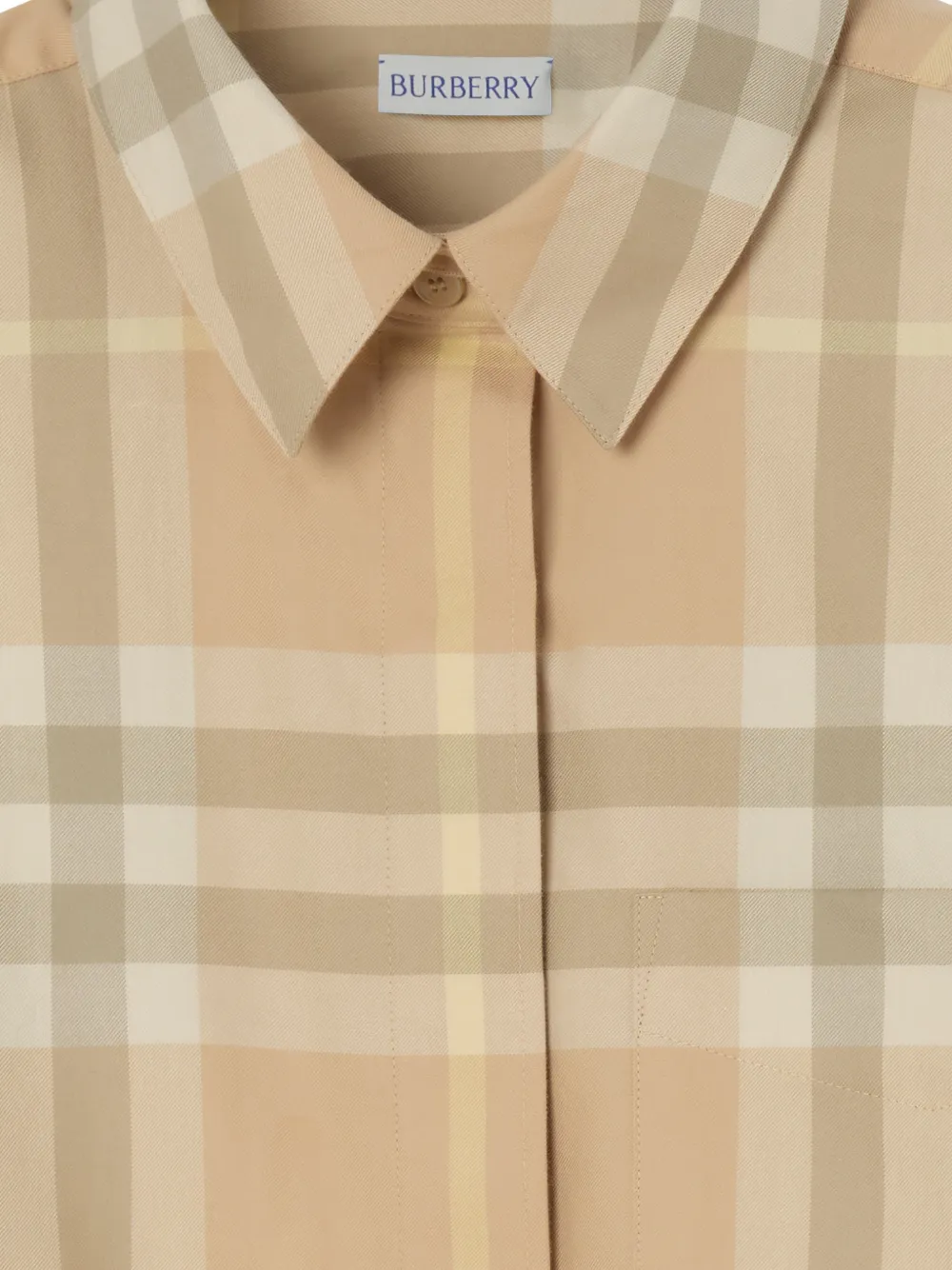 Burberry Geruite katoenen Shirtjurk Beige