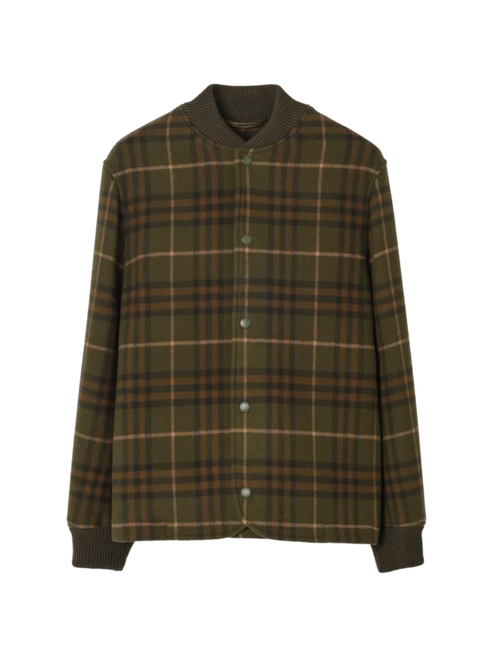 Burberry Check wool-cashmere bomber jacket - Grün