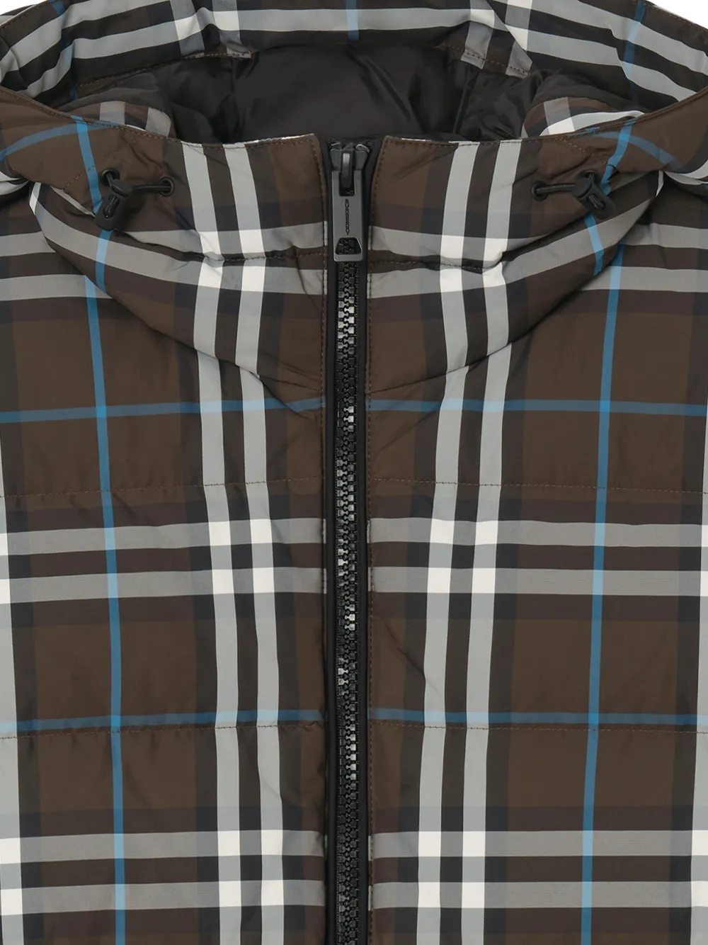 Burberry Geruit donsjack met capuchon Bruin