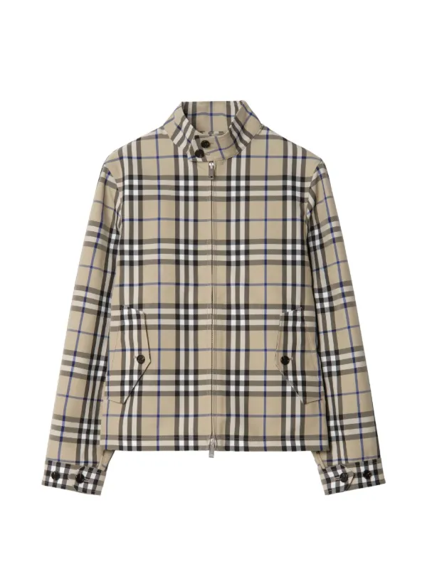 Burberry チェック ハリントンジャケット | ニュートラル | FARFETCH JP