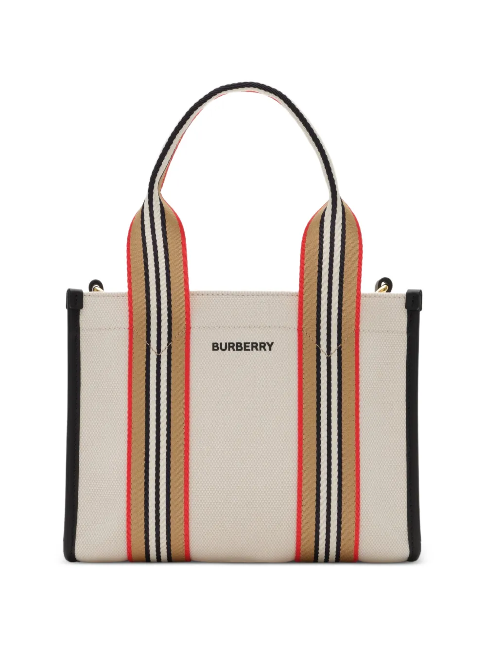 Burberry mini Icon-stripe-trim canvas tote - Neutrals