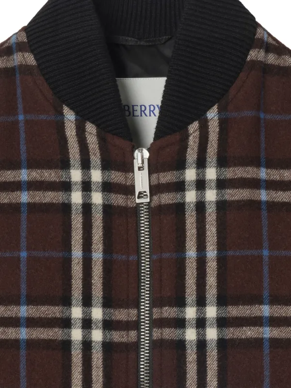 Burberry Check Wool Bomber Jacket | Brown | FARFETCH BH