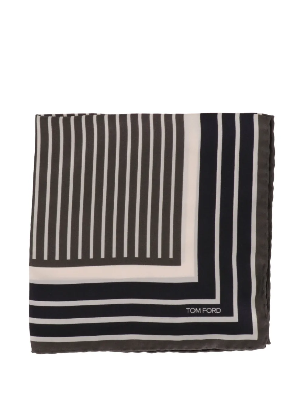 TOM FORD stripped logo-print pocket square - Schwarz