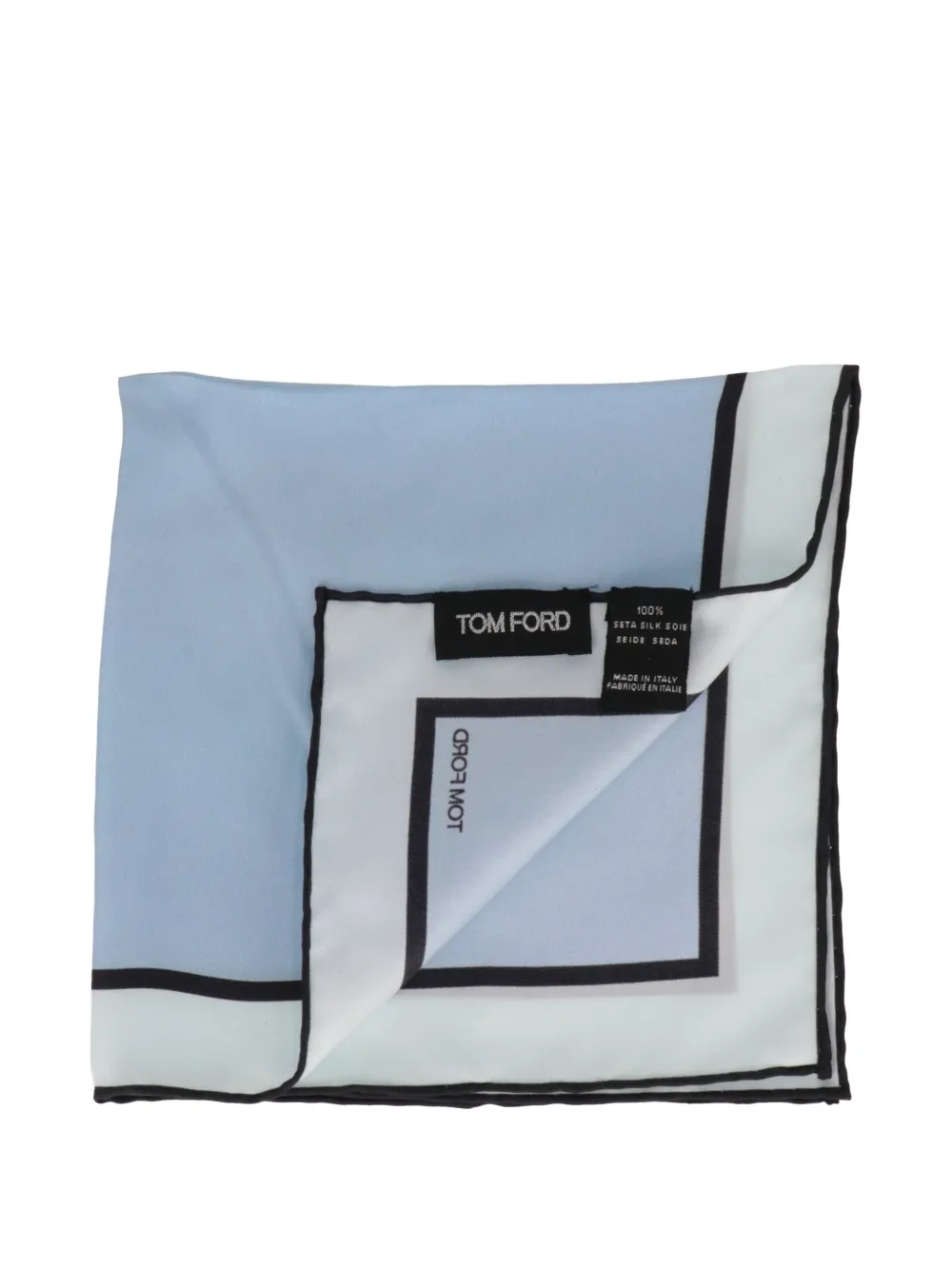 TOM FORD logo-detail contrast-border pocket square - Blu