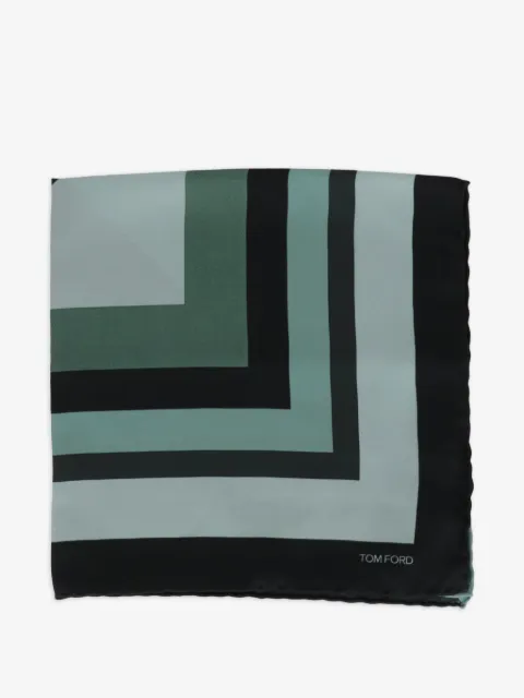 TOM FORD striped logo-print pocket square