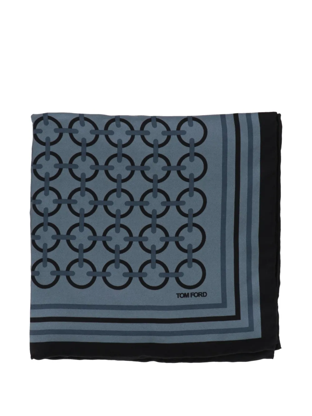 TOM FORD chain-link-print silk pocket square - Blu
