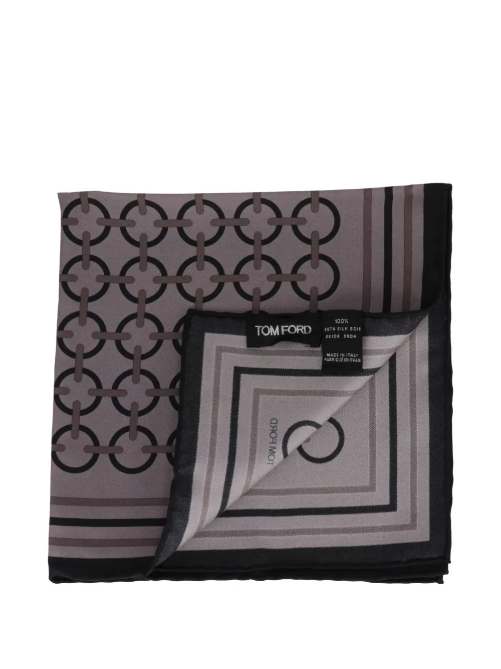 TOM FORD chain-link-print pocket square - Grau