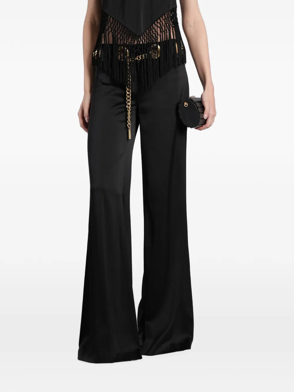alice + olivia Olivia chain-link eyelet-embellished palazzo pants - Schwarz