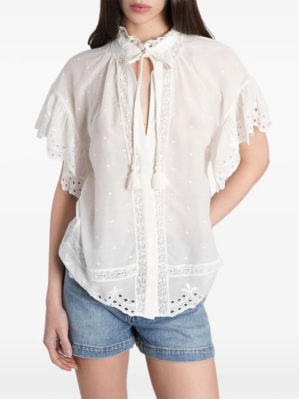 alice + olivia JULIUS broderie-anglaise ruffled blouse - Bianco