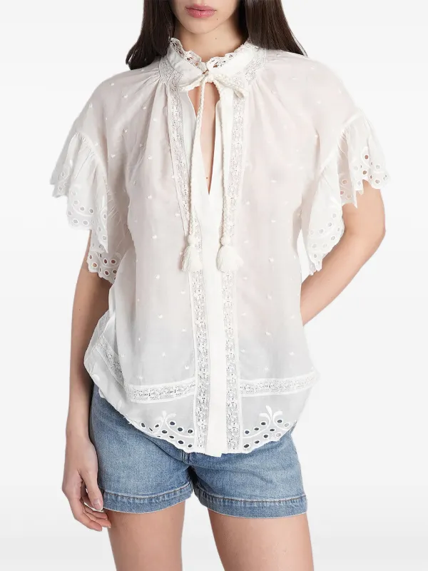 Alice + Olivia アイレットレース ブラウス | ホワイト | FARFETCH JP