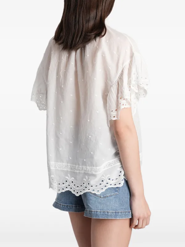 Alice + Olivia アイレットレース ブラウス | ホワイト | FARFETCH JP