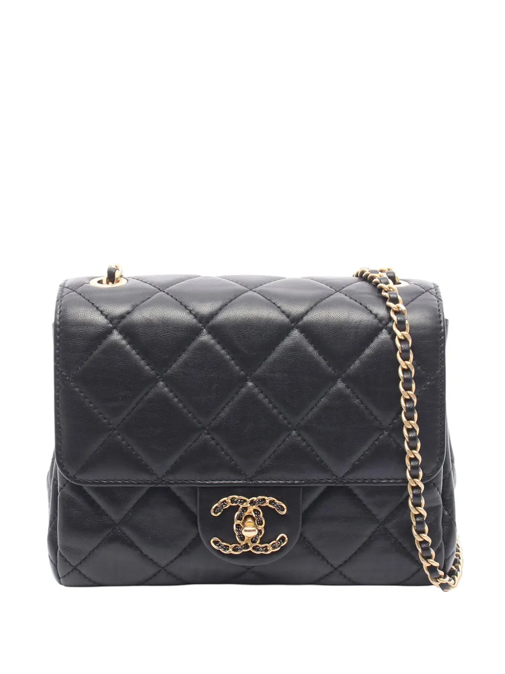 CHANEL Pre-Owned 2021-2026 Lambskin CC Square Accordion Flap Chain Bag crossbody bag - Nero