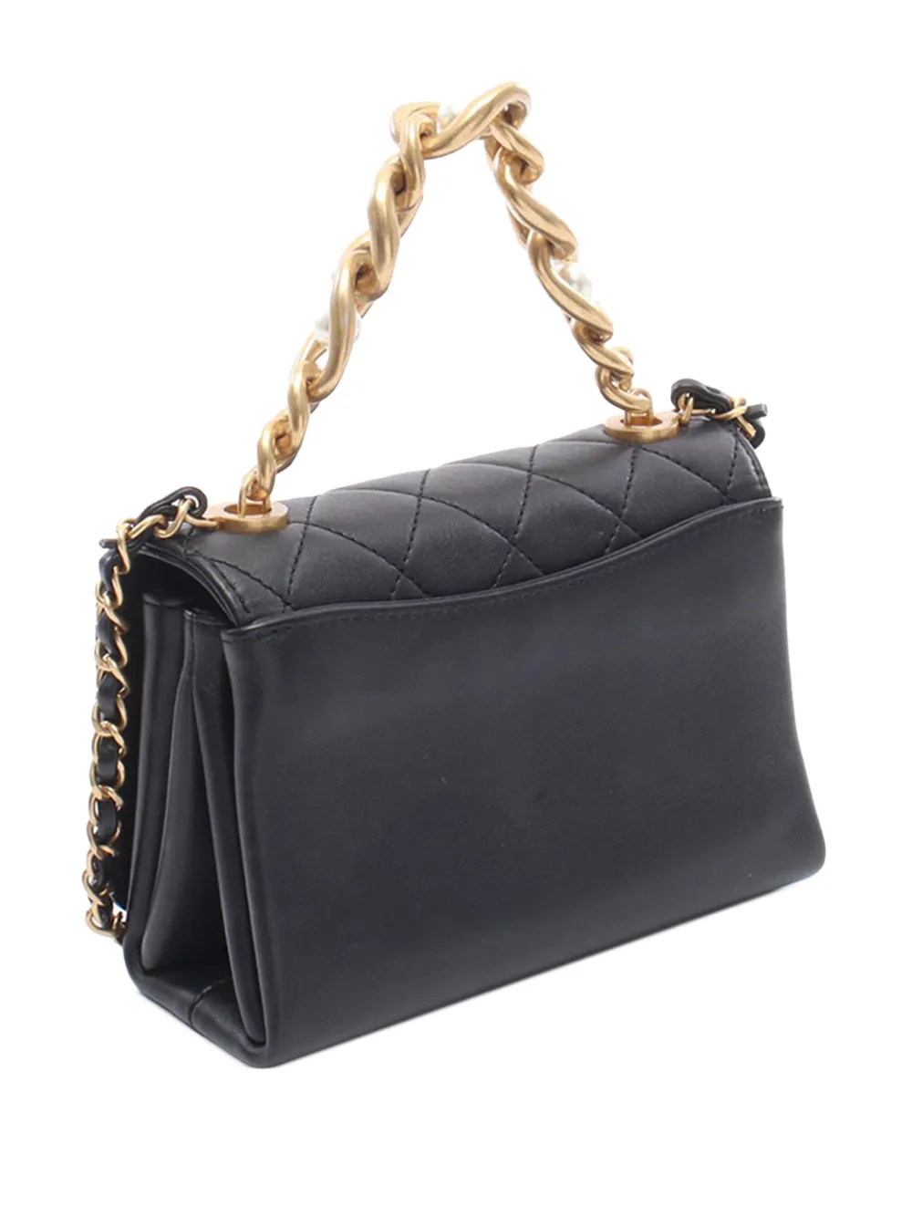 Chanel Pre-owned Borsa A Tracolla Pearl Boy Chain Flap Mini In Pelle Di Agnello Trapuntata 2021-2026 - Nero 