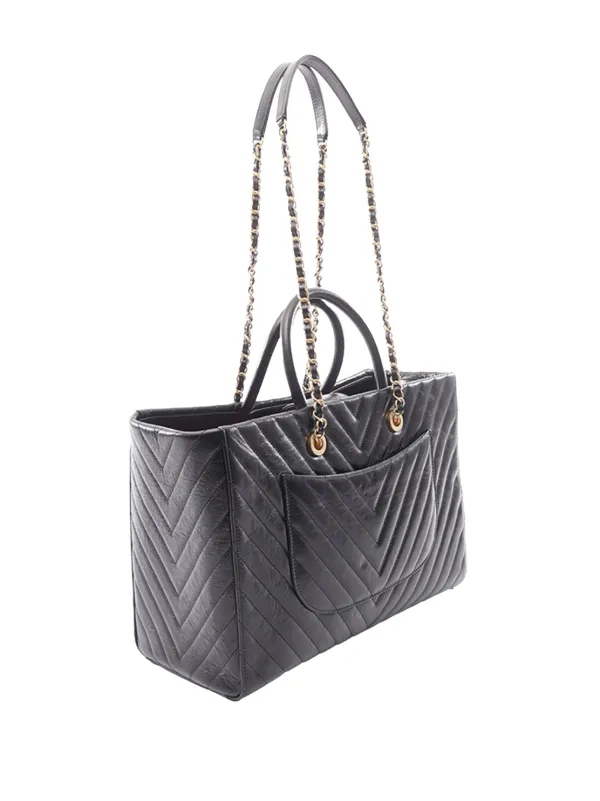 CHANEL Pre-Owned 2017-2018 シェブロン チェーン タイムレス トート