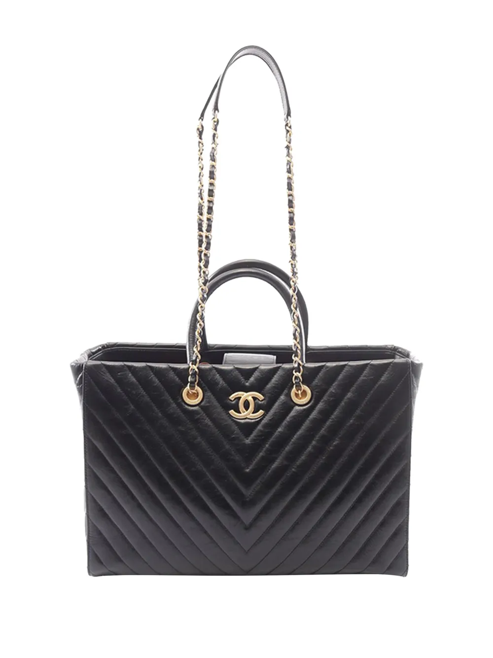 CHANEL Pre-Owned 2017-2018 Chevron Chain Timeless tote bag - Nero