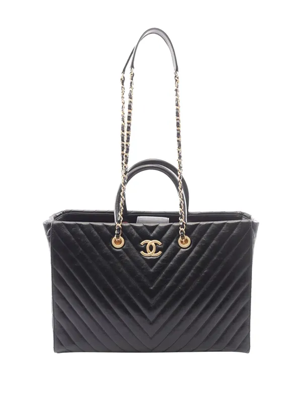 CHANEL Pre-Owned 2017-2018 シェブロン チェーン タイムレス トート