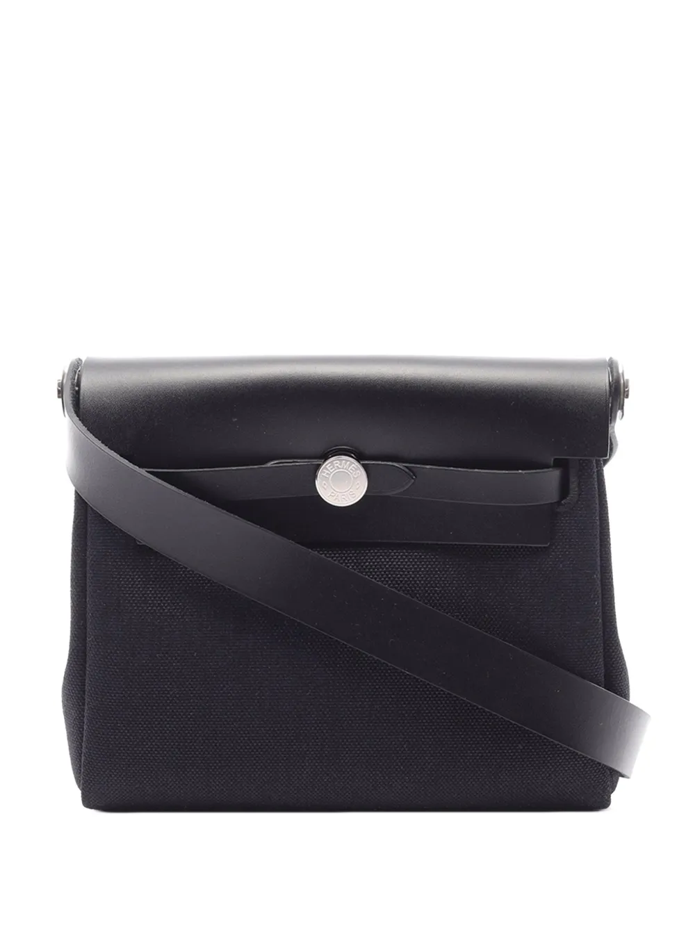 Hermès Pre-Owned 2025 Military Toile and Vache Hunter Herbag Zip 20 crossbody bag - Nero