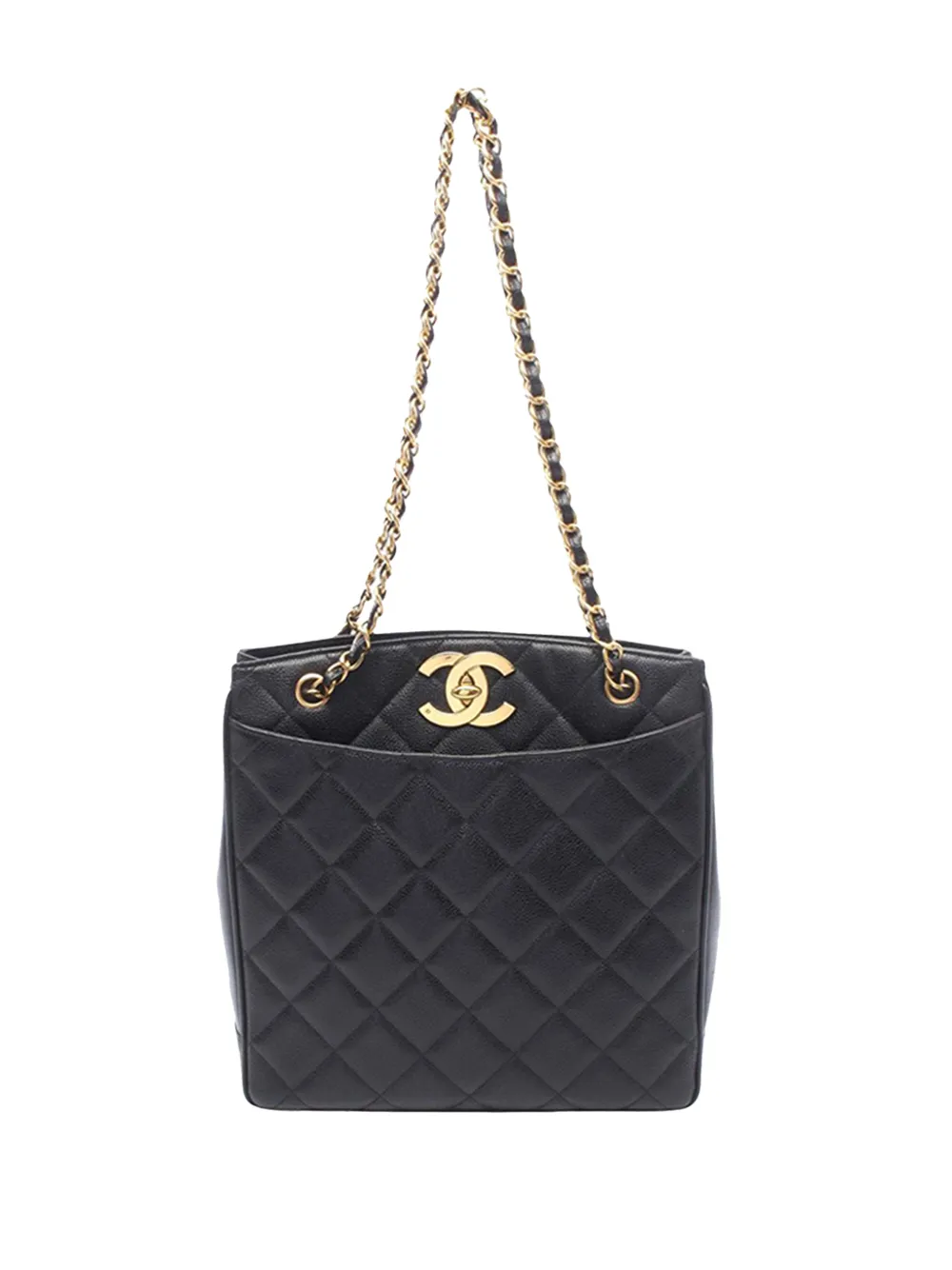 CHANEL Pre-Owned 1991-1994 XL CC Quilted Caviar tote bag - Nero