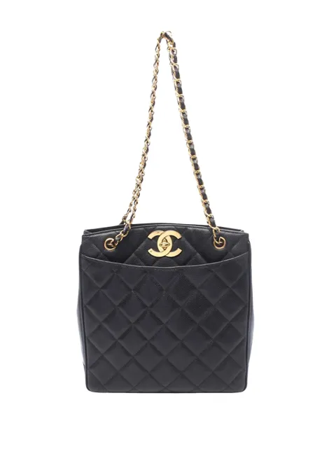 CHANEL Pre-Owned 1991-1994 XL CC Quilted Caviar tote bag