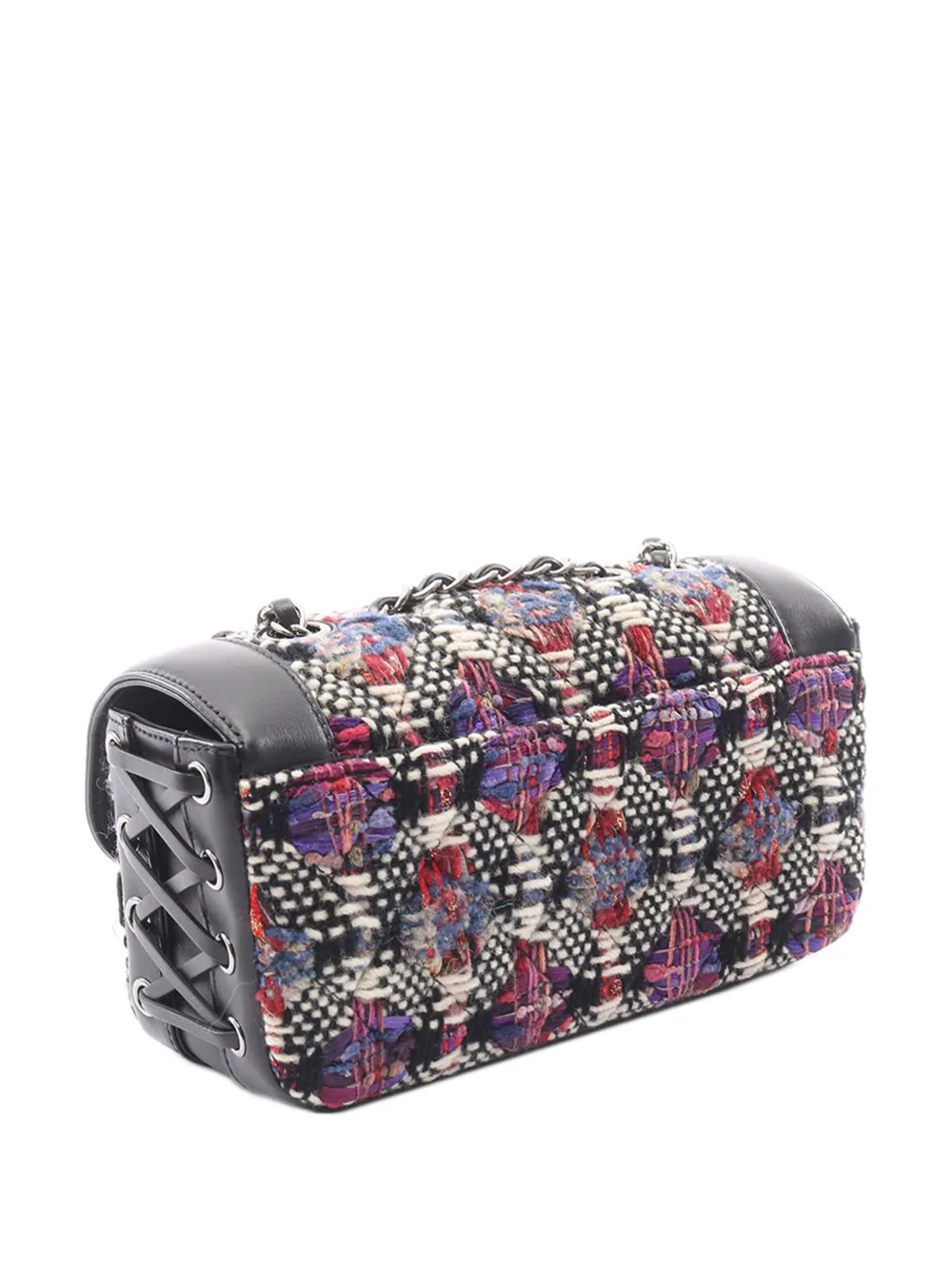 Chanel Pre-owned 2016-2017 Tweed Coco Corset Flap Crossbody Bag in Black, view 3