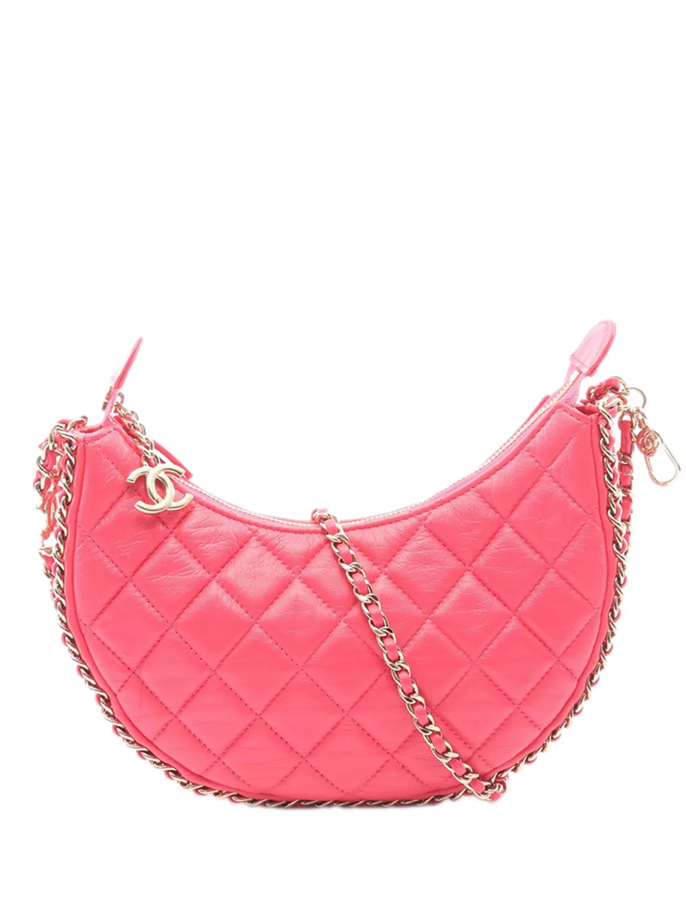 CHANEL Pre-Owned 2021-2026 Small Quilted Lambskin Chain Around Hook Hobo Bag shoulder bag - Rosa