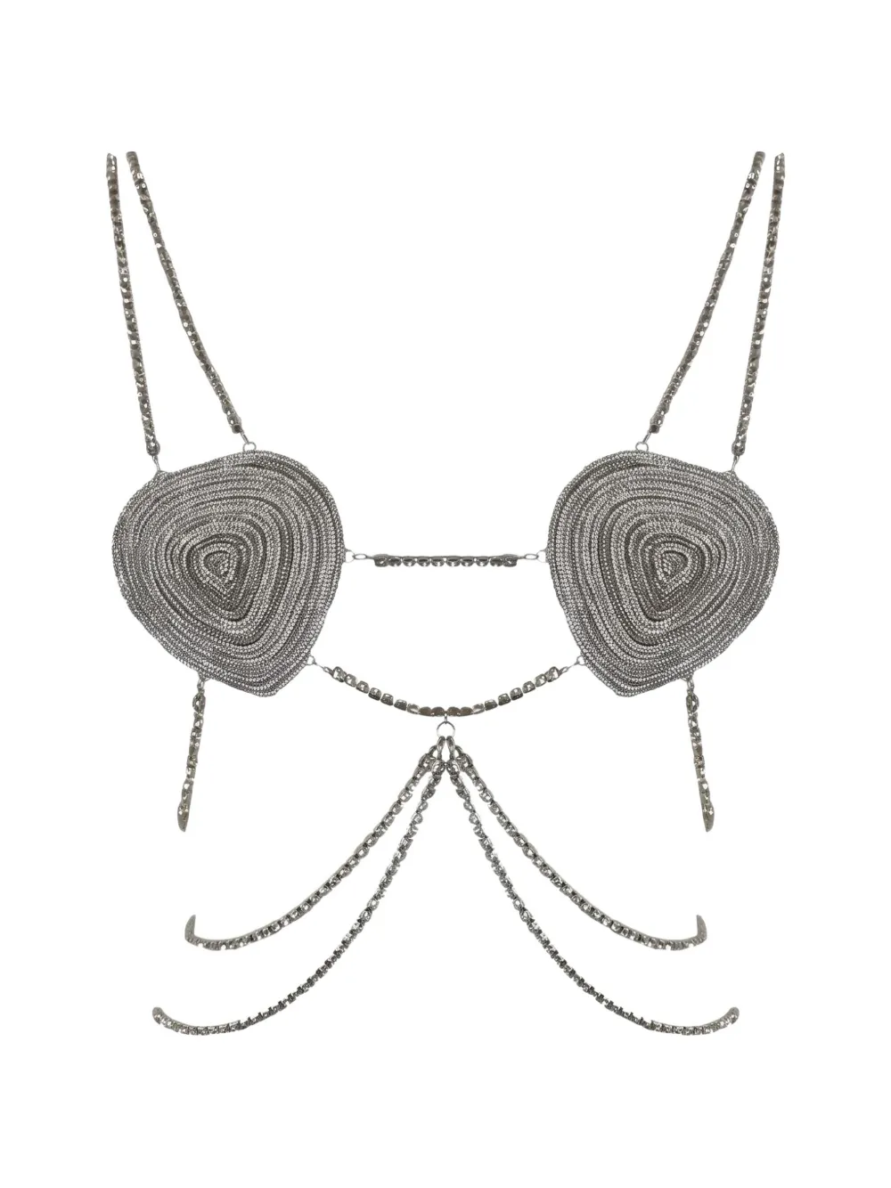 Patrizia Pepe rhinestone-embellished chain bra - Silber