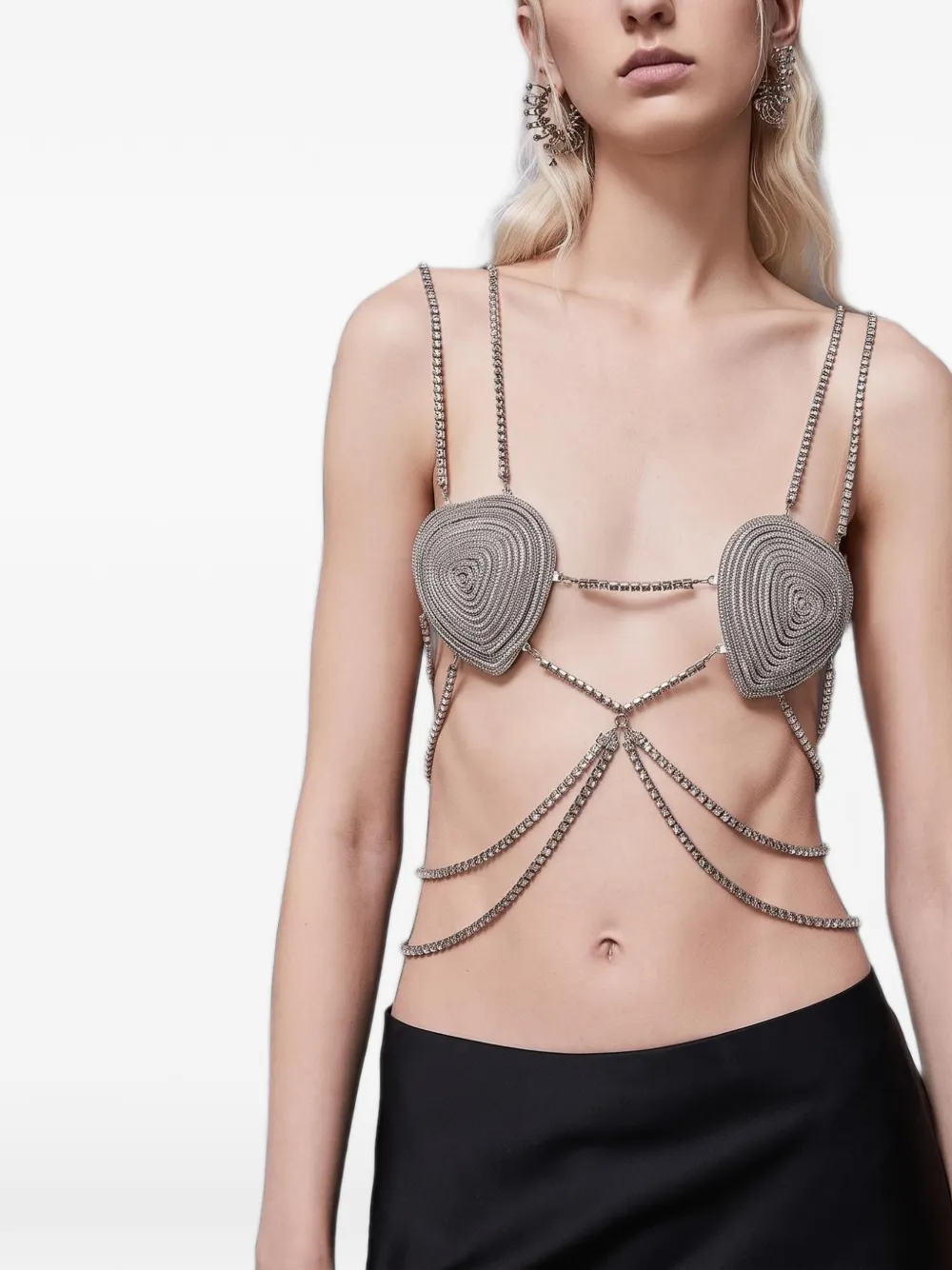 Patrizia Pepe rhinestone-embellished chain bra Zilver