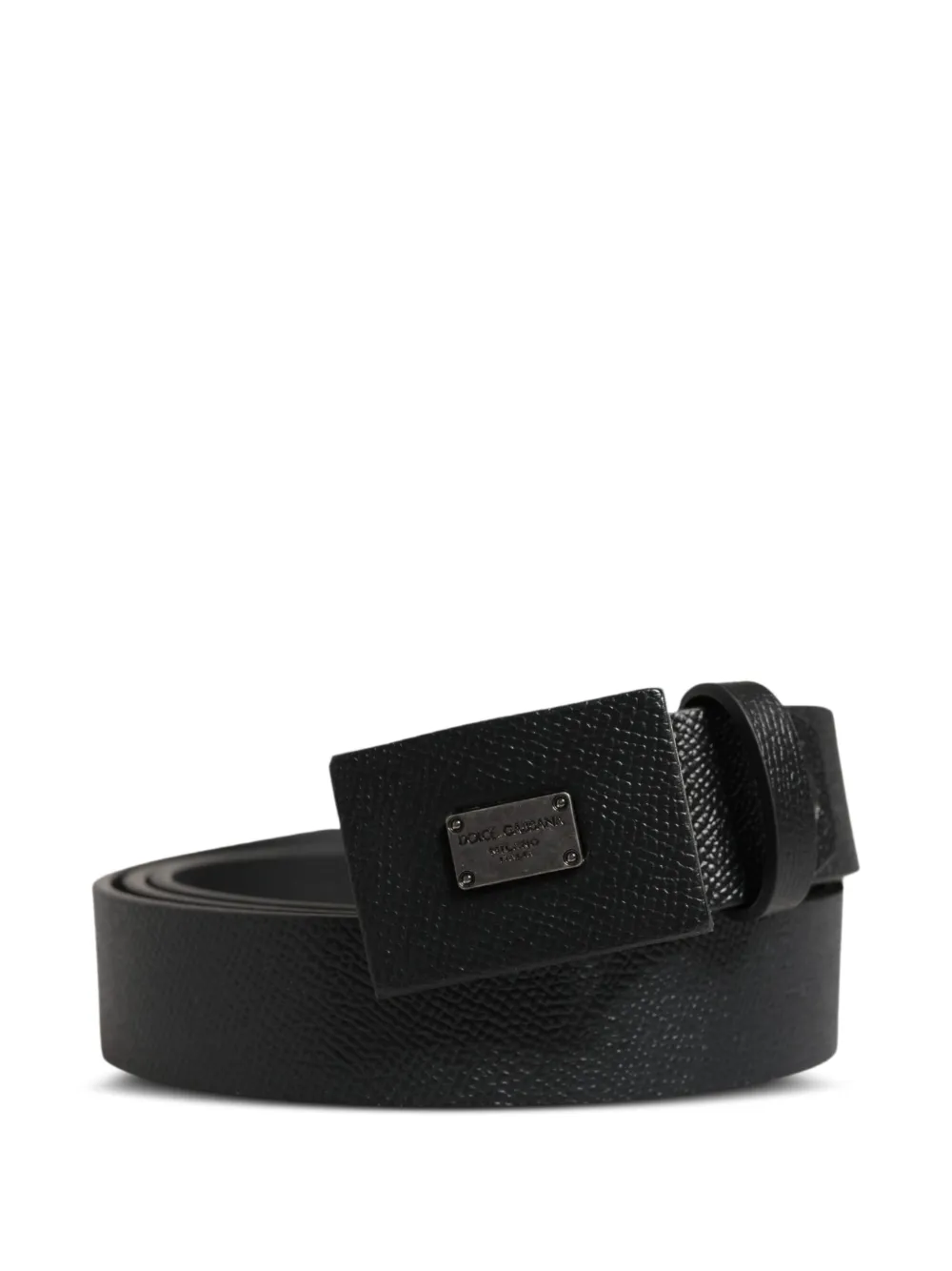 Dolce & Gabbana Cintura in pelle con placca logo - Nero