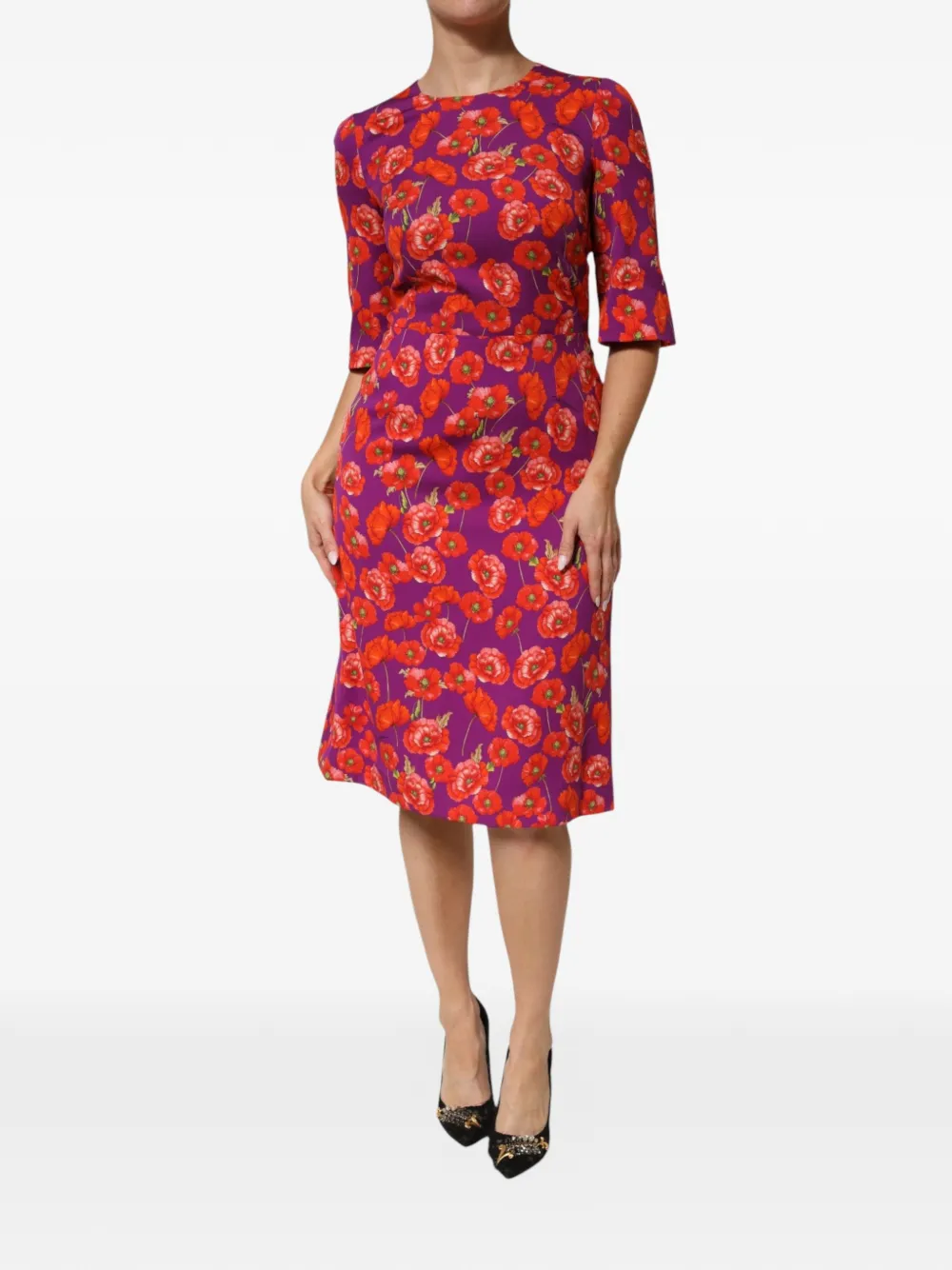 Dolce & Gabbana Abito in seta a fiori - Viola
