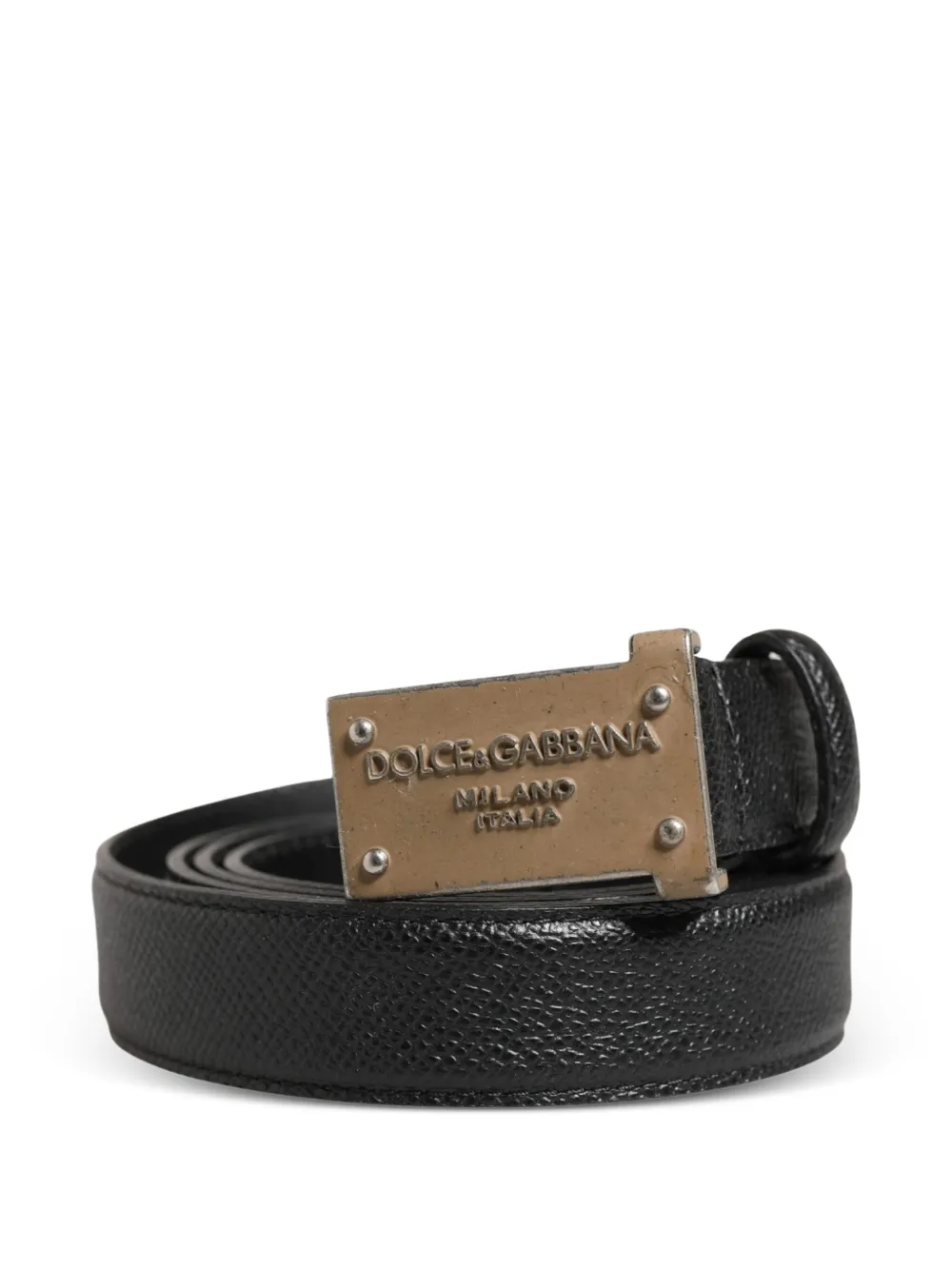 Dolce & Gabbana Cintura in pelle con placca logo - Nero