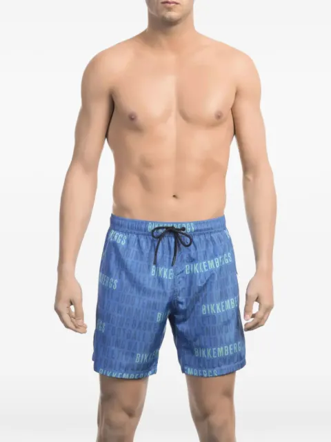 Bikkembergs Bermuda de praia com logo e ajuste no cós
