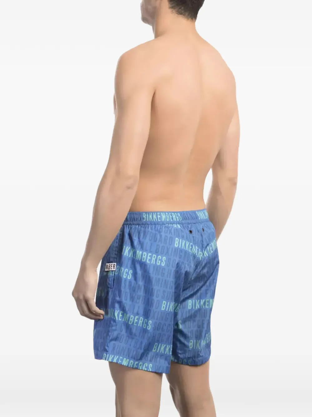 Bikkembergs Zwembroek met logoprint en trekkoord Blauw