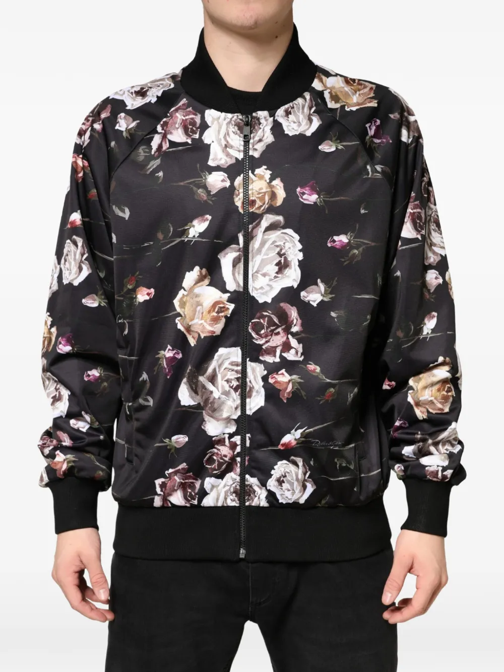 Dolce & Gabbana Bomber a fiori - Nero