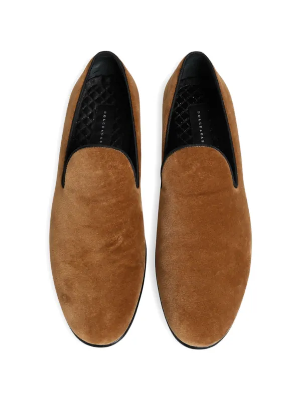 Dolce & Gabbana Brown Velvet Leather Slip On Loafers Shoes Dolce & Gabbana Brown Velvet Leather Slip On Loafers Men main image 4